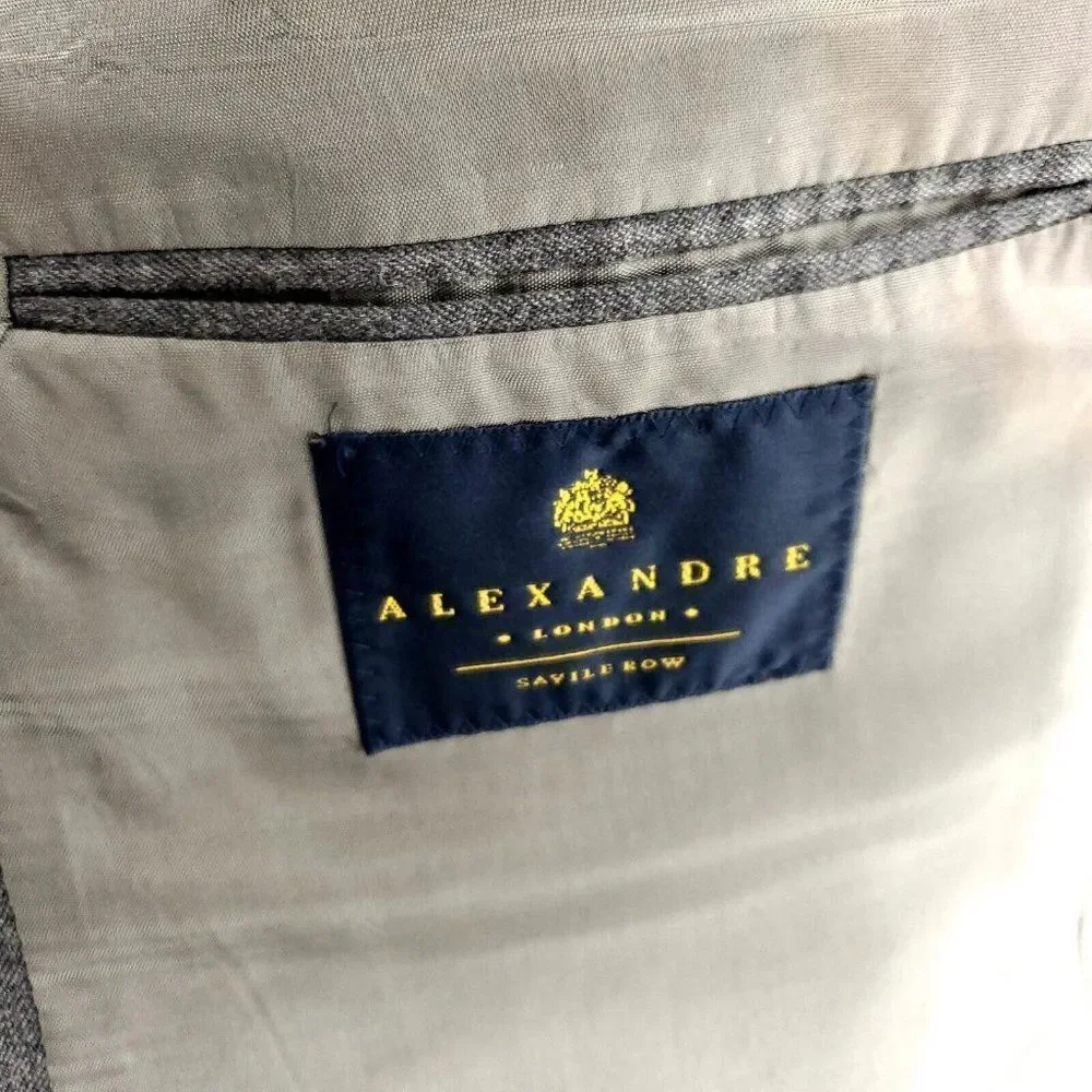 Alexandre London Savile Row Wool 3 Button Suit Jacket‎ 42R Gray Striped